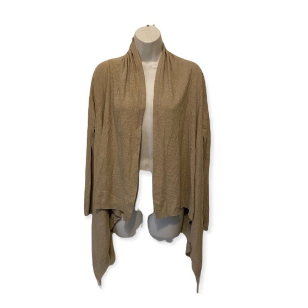 Eileen Fisher Beige Waterfall Cotton Cardigan Size Small
